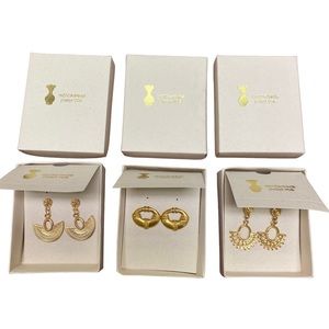 NEW IN BOX - 3 x Pre-Colombian Earrings Gold Tone